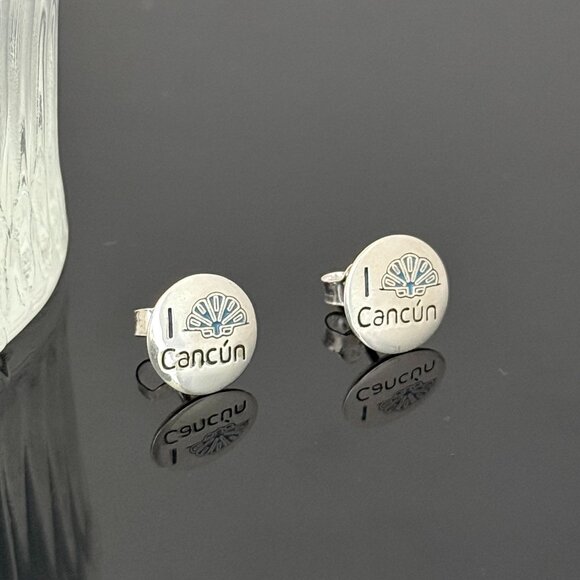 Jewelry - I Love Cancun Earrings S925 Sterling Silver Handmade Ear Stud